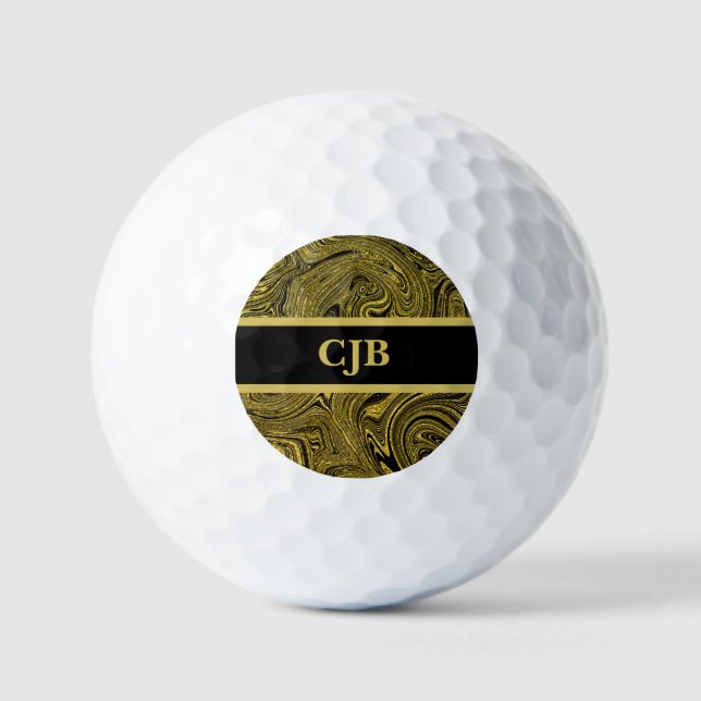 Marbleized Black Gold  Golf Balls (Front)