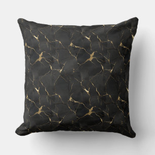 Marbleized Black & Gold Luxury  Throw Pillow