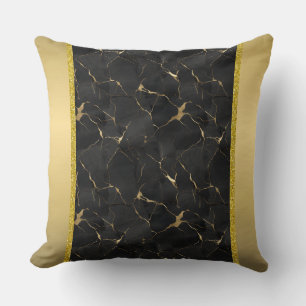 Marbleized Black & Gold Luxury  Throw Pillow