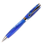Marbleized Blue & White Promotional Ball Point Pen<br><div class="desc">This E422 Style Twist Activated Promotional Ball Point Pen has a marbleized Blue & White gloss body and features chrome plated fittings and a Black Medium Parker Style Ball Point refill. This ball point pen not only looks and feels great, the oversized contour shape of the body fits so comfortably...</div>