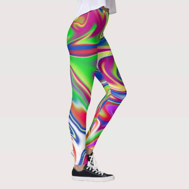 Marbleized Bubble Gum Candy, Ladies Leggings (Right)