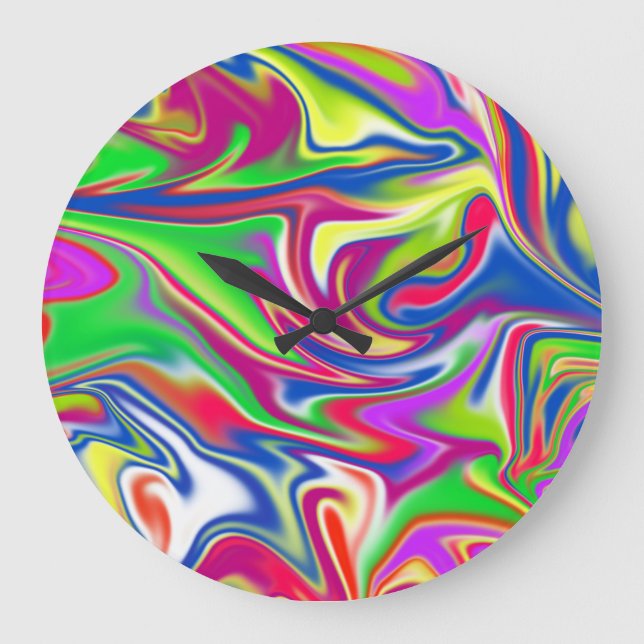 Marbleized Candy Liquid, Large Round Wall Clock. Clock (Front)