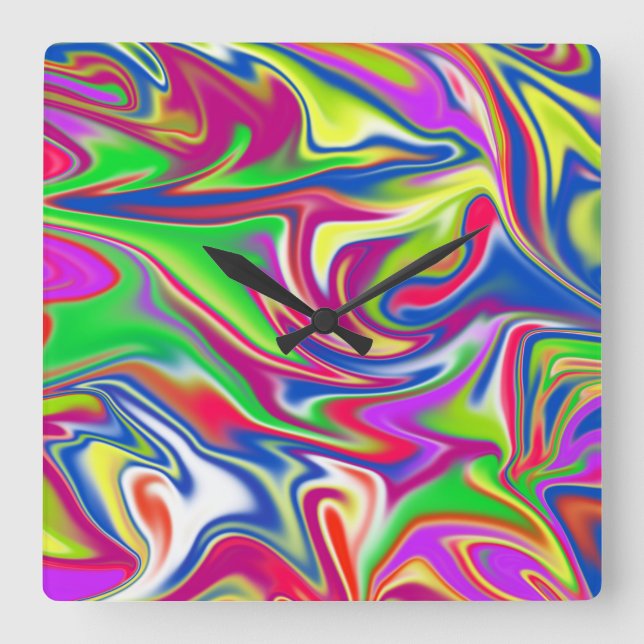 Marbleized Candy Liquid, Large Square Wall Clock. Clock (Front)