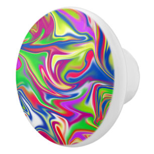 Marbleized Candy Pattern, Ceramic Draw Knob. Knob