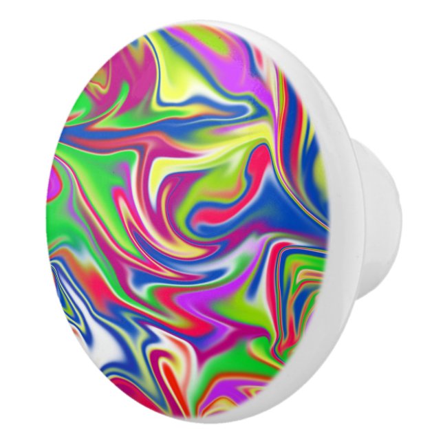 Marbleized Candy Pattern, Ceramic Draw Knob. Knob (Right)