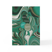 Marbleized Green Teal Folded Holiday Card