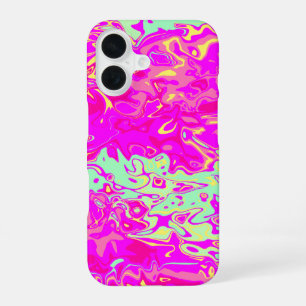 Marbleized Look Pinks Greens Yellow Abstract Art iPhone 16 Case