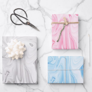 marbleized paint modern baby grey blue pink colour wrapping paper sheet