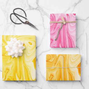 Marbleized Paint Summer Colours Chic Fun Wrapping Paper Sheet