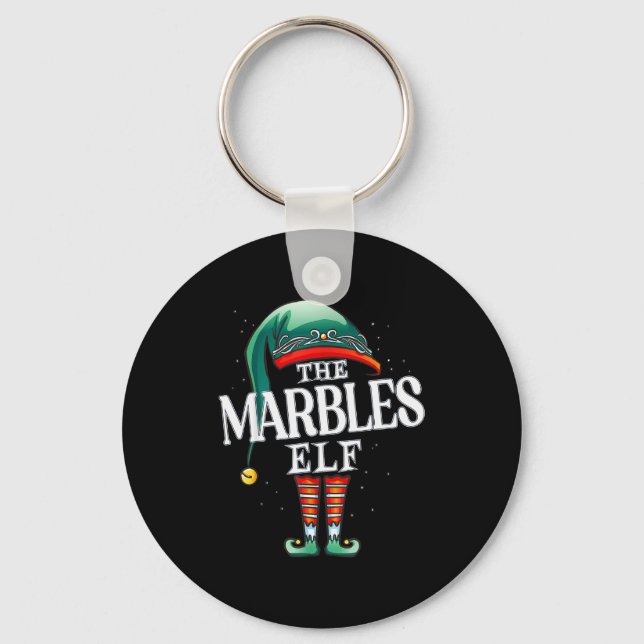 Marbles Elf Christmas Group Xmas Pajama Party  Keychain (Front)
