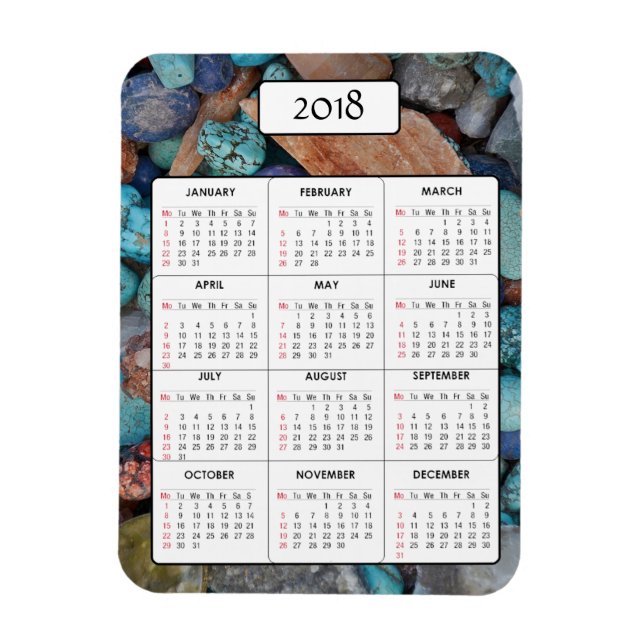 Marbles et pierres Magnet Calendrier 2018 (Vertical)
