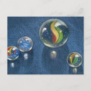 MARBLES IN COLOR PENCIL POSTCARD