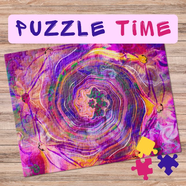 Marbling Art June pink rose spiral - difficult  Jigsaw Puzzle (Creator Uploaded)