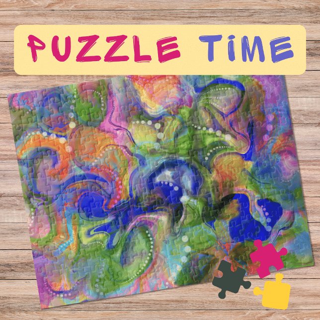 Marbling Art May blue green orange - difficult Jigsaw Puzzle (Creator Uploaded)