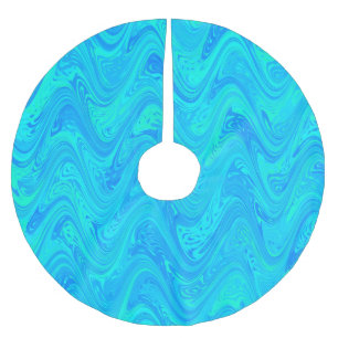 Marbling Blue Green Pattern Brushed Polyester Tree Skirt