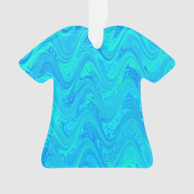 Marbling Blue Green Pattern Ornament (Front)
