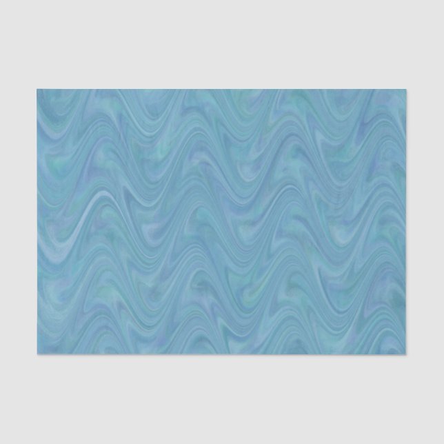 Marbling Blue Green Pattern Tissue Paper (Front)