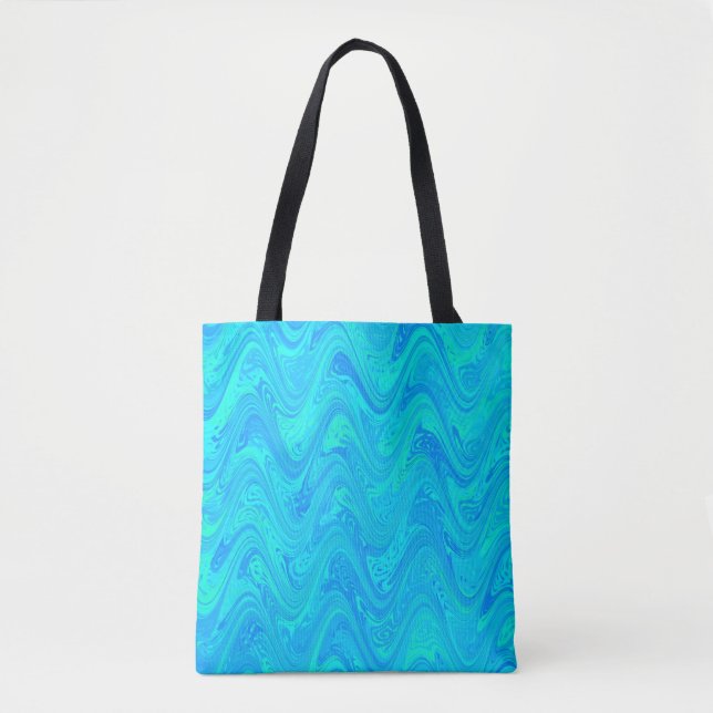 Marbling Blue Green Pattern Tote Bag (Front)