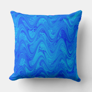 Marbling Blue Pattern Throw Pillow