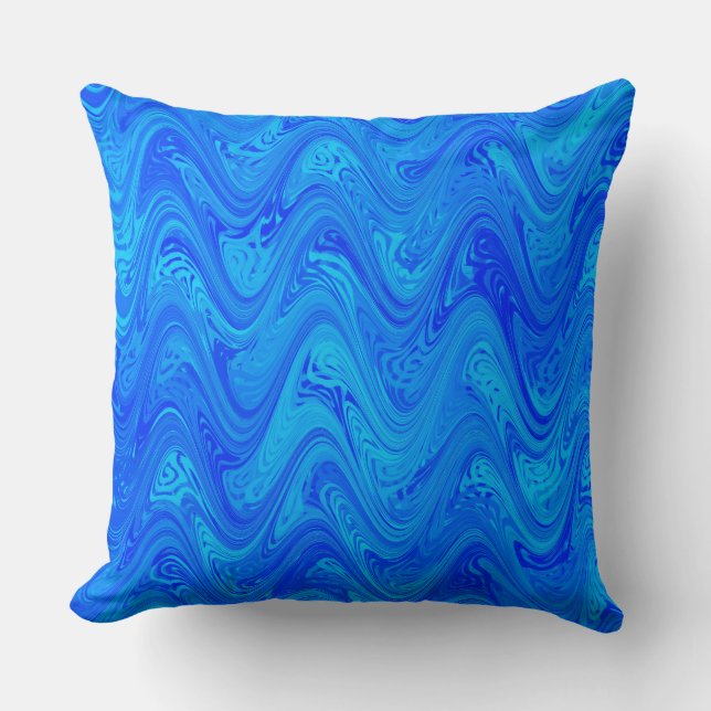Marbling Blue Pattern Throw Pillow (Front)