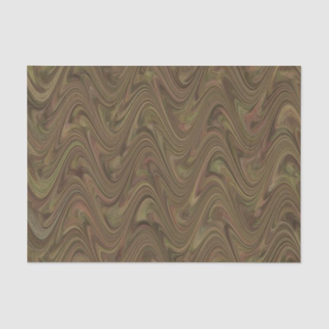 Marbling Brown Green Pattern Tissue Paper (Front)