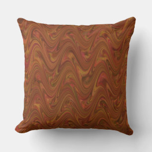 Marbling Brown Orange Green Pattern Throw Pillow