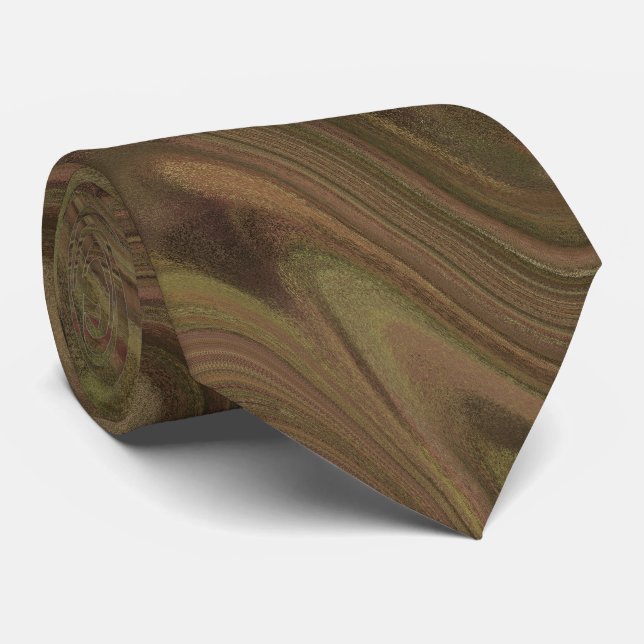 Marbling Brown Pattern Tie (Rolled)