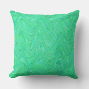 Marbling Green Blue Pattern Throw Pillow