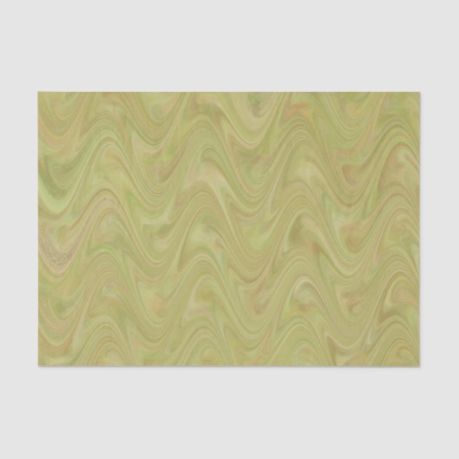 Marbling Green Brown Pattern Tissue Paper (Front)