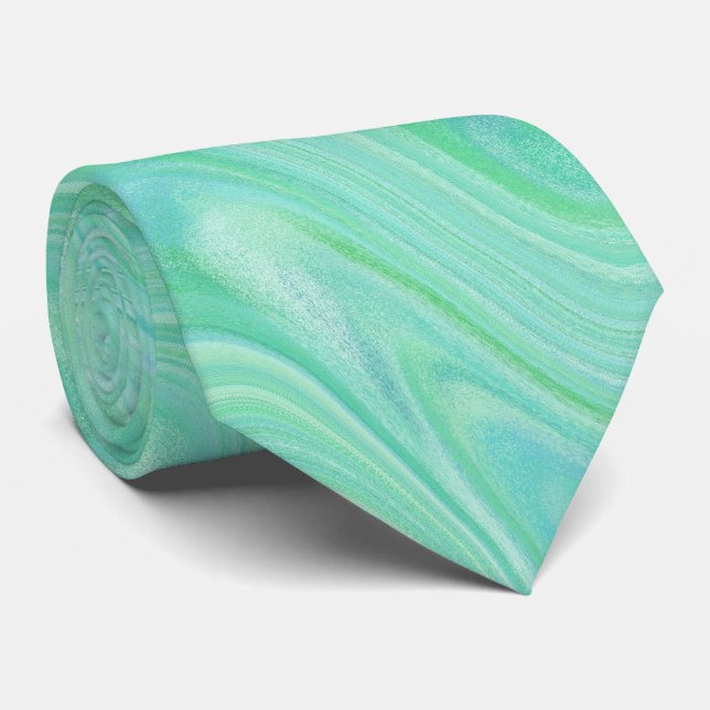 Marbling Green Pattern Tie (Rolled)