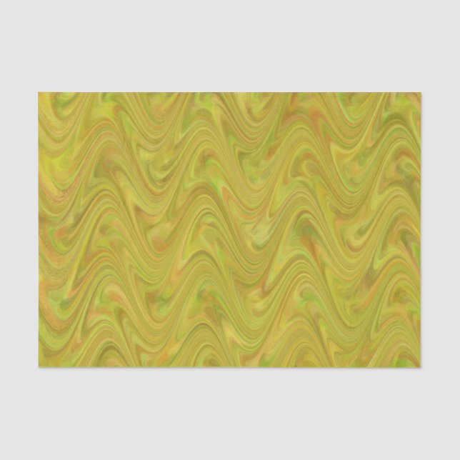 Marbling Green Yellow Pattern Tissue Paper (Front)