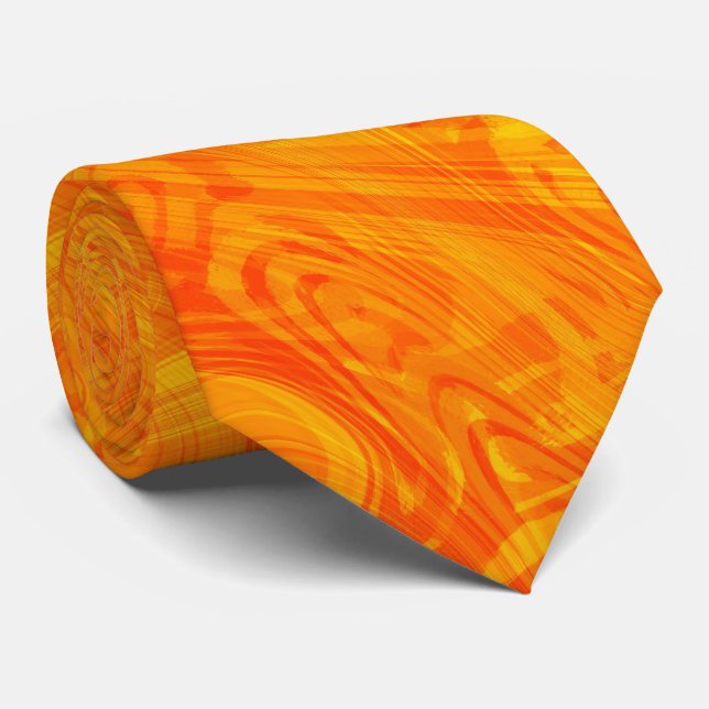 Marbling Orange Pattern  Tie (Rolled)