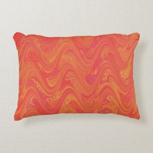 Marbling Orange Pink Red Pattern Accent Pillow