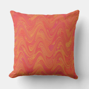 Marbling Orange Pink Red Pattern Throw Pillow