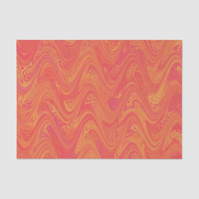 Marbling Orange Pink Red Pattern Tissue Paper (Front)