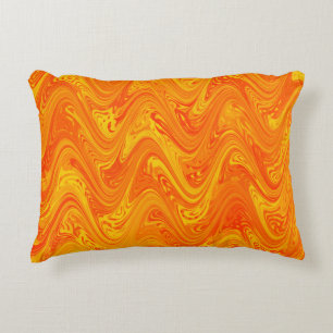 Marbling Orange Yellow Red Pattern Accent Pillow