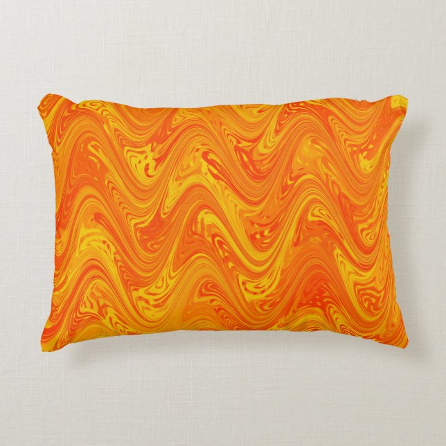 Marbling Orange Yellow Red Pattern Accent Pillow (Front)