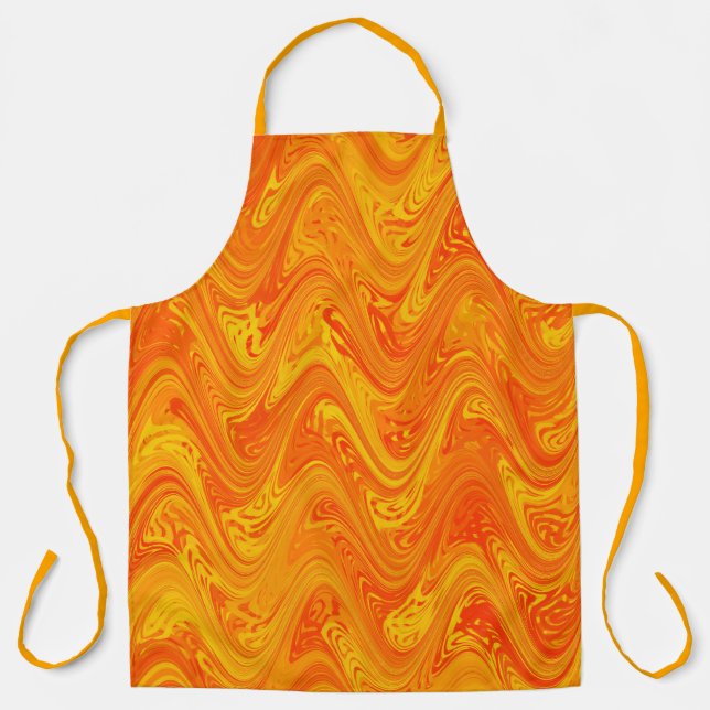 Marbling Orange Yellow Red Pattern Apron (Front)