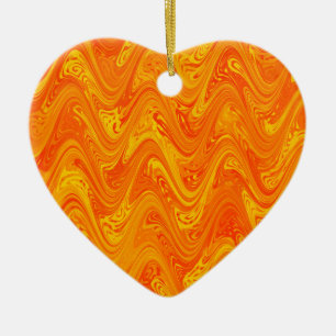 Marbling Orange Yellow Red Pattern Ceramic Ornament