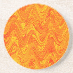 Marbling Orange Yellow Red Pattern Coaster