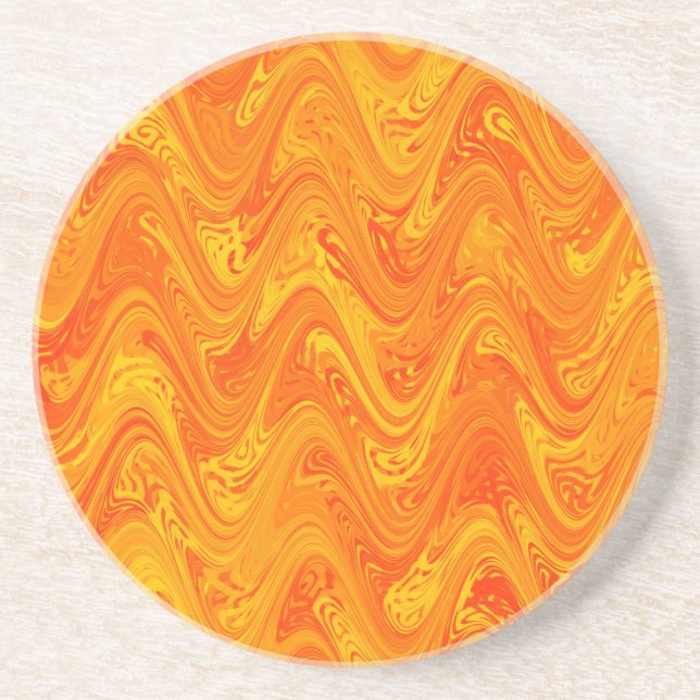 Marbling Orange Yellow Red Pattern Coaster (Front)