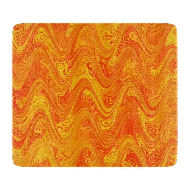 Marbling Orange Yellow Red Pattern Cutting Board (Front)