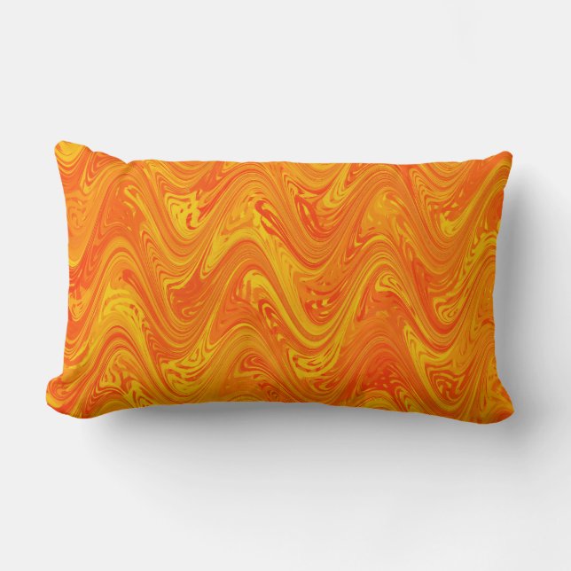 Marbling Orange Yellow Red Pattern Lumbar Pillow (Front)