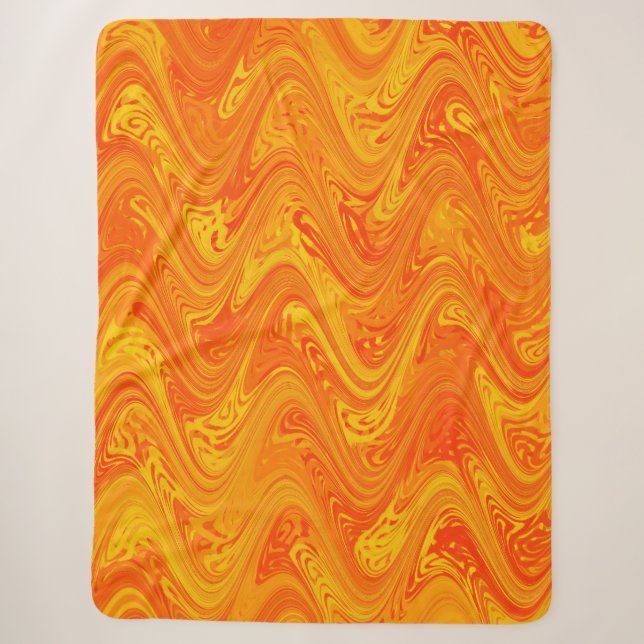 Marbling Orange Yellow Red Pattern Sherpa Blanket (Front)
