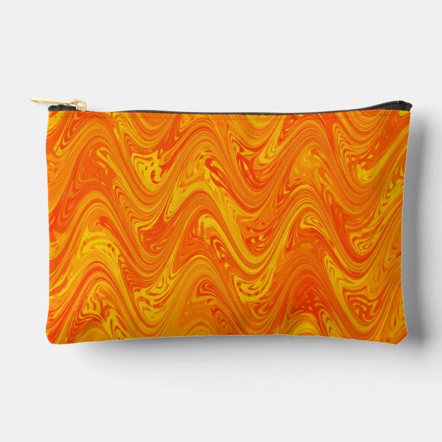 Marbling Orange Yellow Red Pattern Small Accessory Pouch (Front)