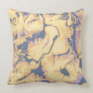 Marbling paper, ebrus technique, Liquid wet textur Throw Pillow