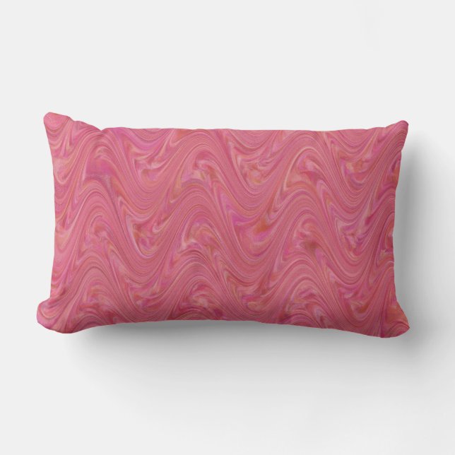 Marbling Pink Pattern Lumbar Pillow (Front)
