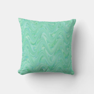 Marbling Teal Green Pattern Throw Pillow