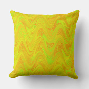 Marbling Yellow Green Orange Pattern Throw Pillow