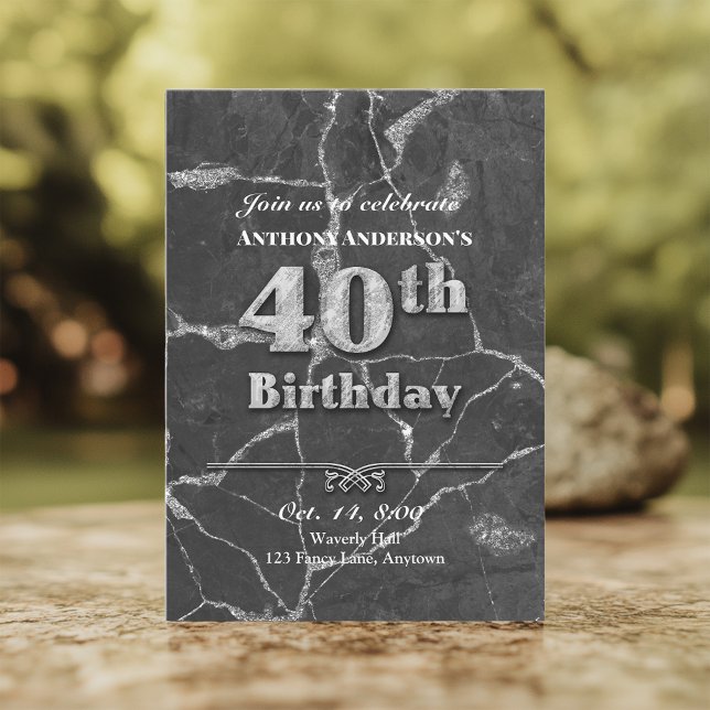 Marbre 40e anniversaire Invitation de fête (Créateur téléchargé)